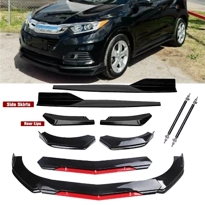 For Honda HR-V 2016- Front Rear Bumper Lip Spoiler Splitter Gloss Black Bod Kit Foto 1 de 4