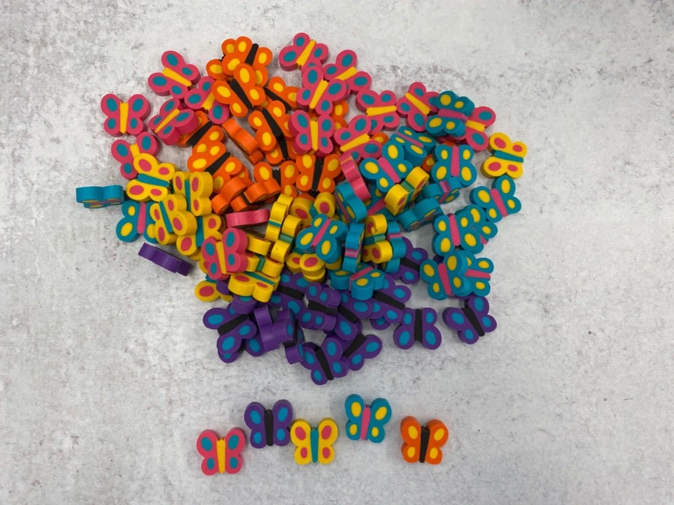 100 mini gomas de borrar en forma de mariposa suministros para maestros clasificación contador de matemáticas recompensas #2 Foto 1 de 1