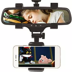 Car Rearview Mirror Phone Holder Mount for iPhone 15 14 13 12 Samsung S24 Ultra - Picture 1 of 11