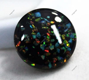 15,85 Ct Fuoco Australiano Naturale Rotondo Doppio Nero Lucido Gemma Certificato - Foto 1 di 6
