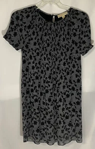Michael Kors Womens Sheer Top Blouse Crinkle Short Sleeve Size S Black White - Picture 1 of 5