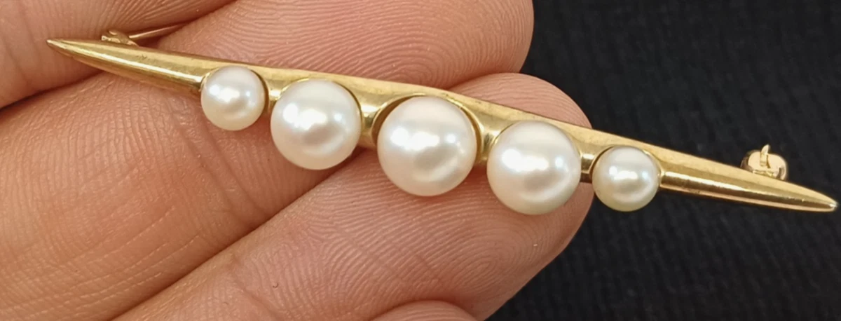 Golden Tree Of Life Pearl Brooch - 1.5 Inch, 14k Gold Plated Brass With Freshwater Pearl - View #2
