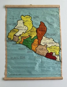 Opera d'arte vintage fatta a mano mappa della Liberia di Mike Albert - Foto 1 di 7