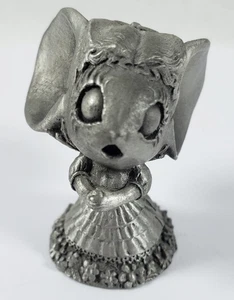 Vintage 1980 Hudson Pewter Girl Singing Mouse Figurine - Picture 1 of 9
