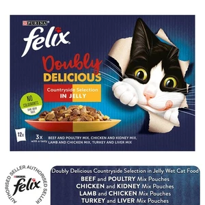 Felix Karma dla dorosłych kotów Podwójnie pyszny wybór na wsi w galaretce - opakowania zbiorcze - Zdjęcie 1 z 33