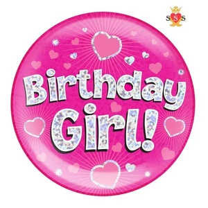 JL Supplies Holográfico Jumbo Cumpleaños Niña Insignia Rosa 1918 1 pieza - Imagen 1 de 1