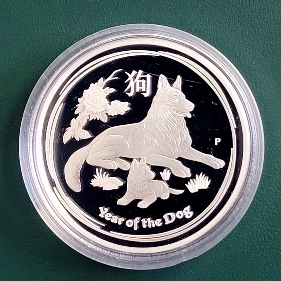 Australian LUNAR 銀貨　year of the dog 2018 2018 Year of the Dog 1oz Silver Proof High Relief Coin
