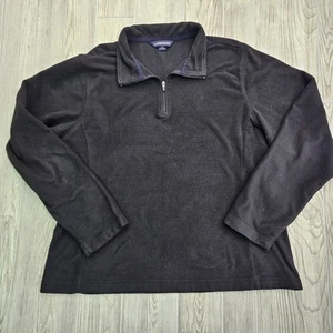 Lands' End 1/4 Zip Pullover Fleece Jacket Women's Large L Black Mock Neck - Picture 1 of 5