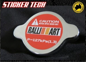 1.3 BAR RED CAUTION RALLIART RADIATOR CAP STICKER DECAL 4 EVOLUTION EVO GTO FTO - Picture 1 of 3