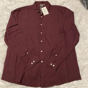 Asos Mens Size XXL Regular Burgundy Long Sleeve Button Down Shirt NWT - Picture 1 of 4