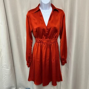 Michael Kors Smocked Mini Dress Women's Size XS Bright Terracotta Red NWT - Picture 1 of 11