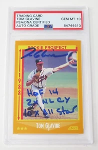 Tom Glavine HOF Signed Autograph 1988 Score Rookie Card 638 3 insc PSA 10 Auto - Picture 1 of 4