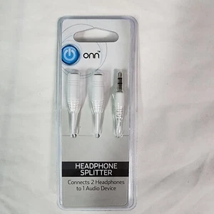 ONN Headphone Splitter White 2 Headphone Connection On 1 Device New in Package - Picture 1 of 2