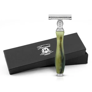 Maquinilla de afeitar de seguridad de doble filo premium para hombre y mujer, mango de resina, imitación de cuerno - Imagen 1 de 9
