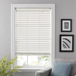 White Window Blind Shade Sun Shutter Curtain Screen Faux Wood 30x72 - Picture 1 of 2