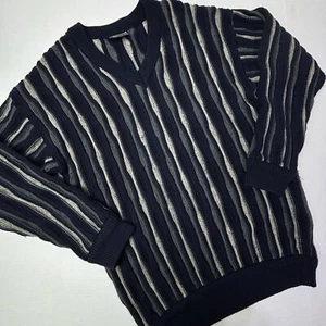 Far Horizons Blue 90s Crew Neck Wool Sweater LARGE 3D Knit Australia Hip Hop EUC - Picture 1 of 9