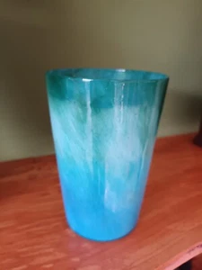 Whitefriars Art Glass Vase c 1930s Cloudy Green Sky Blue Marriott Powell Rare - Picture 1 of 8