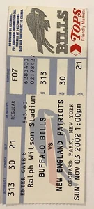 2002 New England Patriots at Buffalo Bills Ticket 11/3/02 Tom Brady vs Bledsoe - Picture 1 of 3