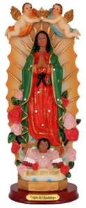 Virgen de Guadalupe con Angeles 10" Our Lady Of Guadalupe " Bendice Este Hogar" - Picture 1 of 4