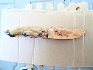Cuchillo de caza de hoja fija alemán Solingen vintage con mango de ciervo - Imagen 1 de 10