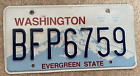 Vintage US License Plate Washington BFP6759 Evergreen State USA Americana