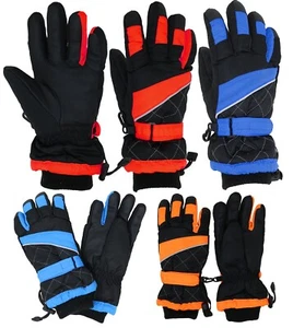 Kids Thermal Shell Faux Leather Palm Winter Warm Snow & Ski Gloves - Picture 1 of 17