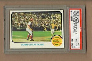 1973 TOPPS #207 WS Game 5  Odom out BENCH PSA 8 **Centered & Sharp**