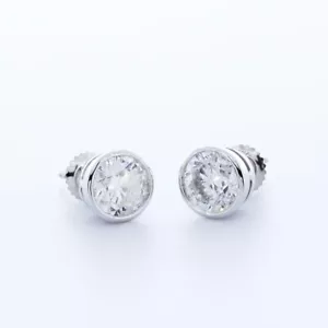 2.05ct E SI1 Round Earth Mined Certified Diamonds Yellow Gold Classic Earrings - Picture 1 of 12