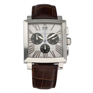 Saint Honoré Depose 898027.1-F08 Chrono Steel Brown Leather Quartz Men's Watch - Picture 1 of 5