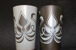 Partylite Lotus Scroll votive holders set of 2 frosted glass 5 in - Picture 1 of 4