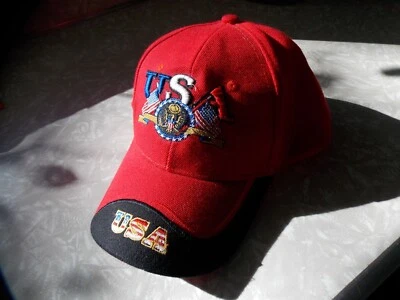 Bonito sombrero usado de águila bandera americana para hombre bordado correa ajustable Foto 1 de 2