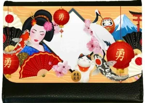 Japanese Geisha and Cat Ladies Faux Leather Purse - Picture 1 of 4