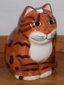 GEORGE A QUAIL POTTERY MONEYBOX  CAT  FIGURINE    5,inch - Picture 1 of 6