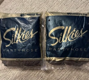 Silkies Control Top Pantyhose Qty Of 2 Size Large Off Black #132 - Picture 1 of 7