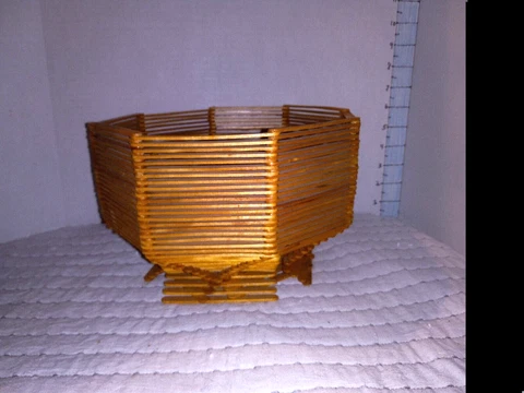 Vintage Hobo Art Popsicle Stick Bowl Basket 10” x 6",arts & crafts ,camp project Cover