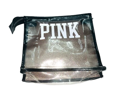 Victorias Secret ROSA Mujer Plástico Cremallera Transparente Negro Maquillaje Estuche Soporte Foto 1 de 4