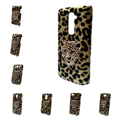 For Phones 3D Bling Deluxe Shiny Leopard Rhinestone Tiger Head Back Hard Cover - Image 1 of 4