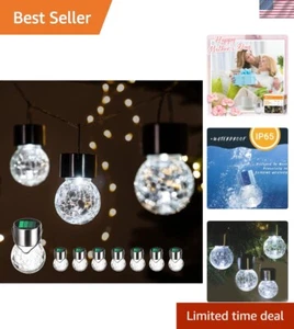 8 Pack Solar Hanging Lights - Multi-Color Cracked Glass Lanterns for Outdoors - Picture 1 of 11