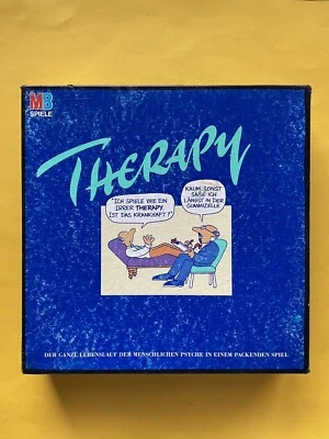 Therapy MB Brettspiel 1988 + OVP Box Komplett KARTEN Neu 1. Edition 80 er Spiel - Bild 1 von 4