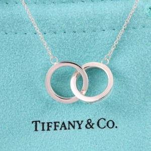 Tiffany & Co. 1837 Interlocking Circles Pendant Necklace 16" Silver 925 w/Pouch - Picture 1 of 12