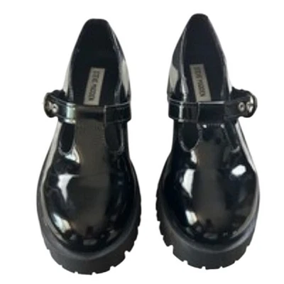 Plataforma Steve Madden Y2k charol negro Mary Jane's Academia talla 10M Foto 1 de 4