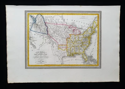 1824 VIVIEN rare map of North America, United States, Florida, New York, Texas - Image 1 of 4