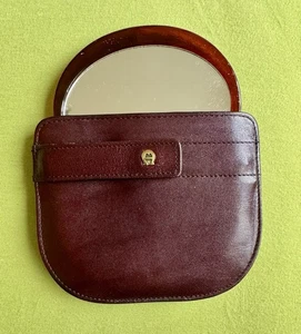 Etienne Aigner Taschenspiegel mit Etuie, selten, Vintage, bordeauxrotes Leder - Bild 1 von 4