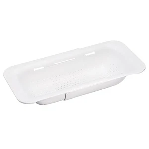 Collapsible Colander Kitchen Over Sink Drain Strainer Extendable Basket White - Picture 1 of 6
