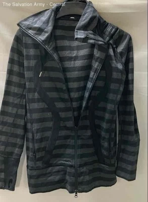 Lululemon Womens Gray Black Striped Long Sleeve Zipper Jacket Size Approx M/L - Image 1 of 4