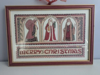 Impresión artística victoriana enmarcada 16X11 Navidad Marilyn Gandre Santa alrededor del mundo Foto 1 de 4