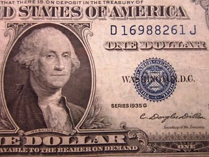 USA $1 1935 G D16988261J # SILVER Certificate BLUE Seal Washington Dollar Money - Picture 1 of 3