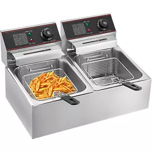 VEVOR Macchina Friggitrice 3400W Vasca Doppia 12L in Acciaio Temperatura 50-200℃ - Photo 1/12