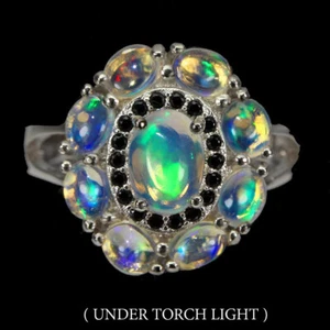 Sommer 925 Silberring Oval Feuer Opal 7x5mm Spinell Edelstein Schmuck Größe 8 - Bild 1 von 9