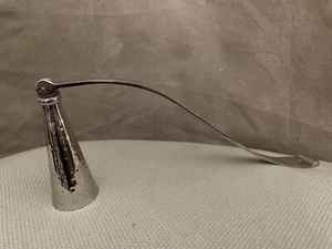 Hammered SILVER Chrome Metal MODERN Graceful Hinged CANDLE SNUFFER 12” - Picture 1 of 5